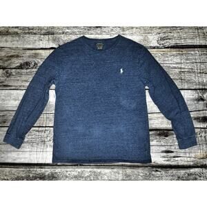 Mens Polo Ralph Lauren Long Sleeve T Shirt Size Small Blue Gray Pony